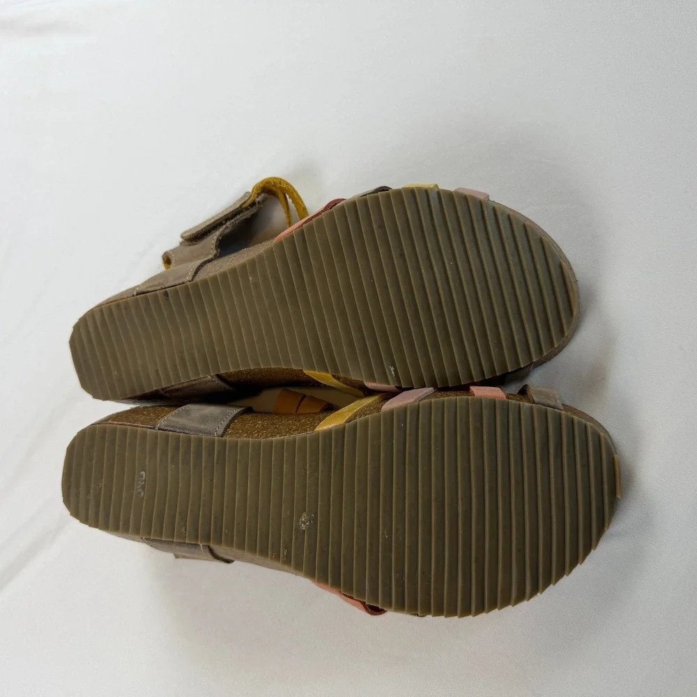 Inter-Bios Spain Multi Color Suede Strappy Cork Wedge Sandals Womens 39
